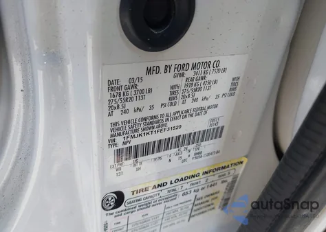 2015 Ford Expedition El Limited from USA, damaged, VIN 1FMJK1KT1FEF31520